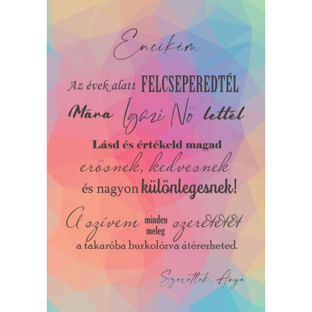 Felnőtt takaró- Kedves Kislányom színes háttérrel